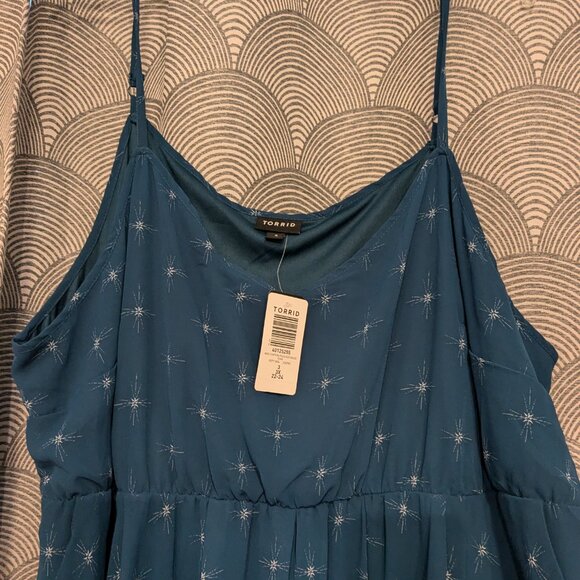 Torrid Teal Midi Chiffon Dress - Picture 3 of 6